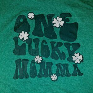 Press Lab Women's 2XL Green Tee Shirt One Lucky Mama New